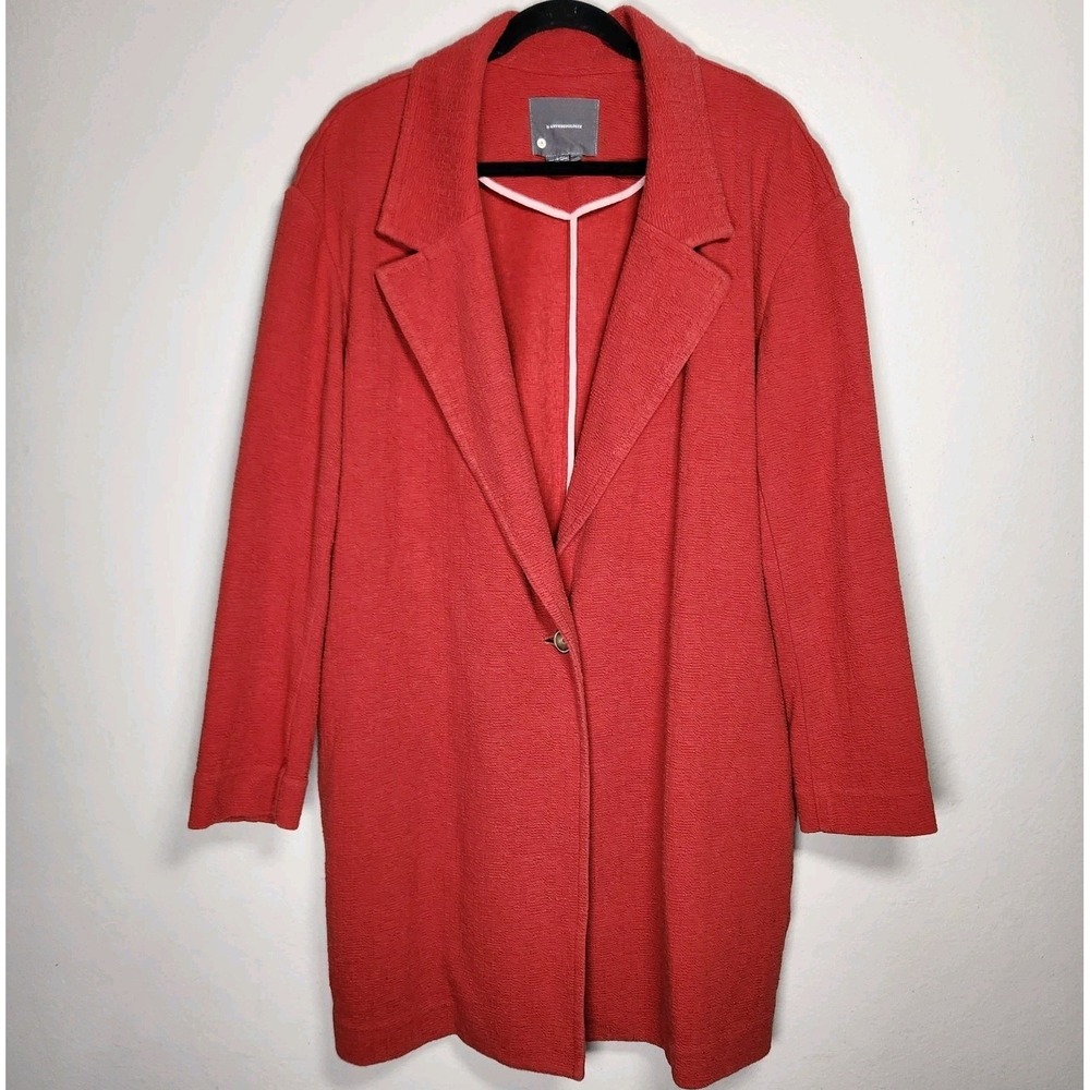 Anthropologie Womens Medium Red Longline‎ Blazer Jacket Quiet Luxury Effortless